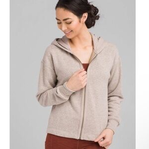 Prana Cozy Up Zip Up Jacket Size XS Women’s Heather Oatmeal Hooded Pockets